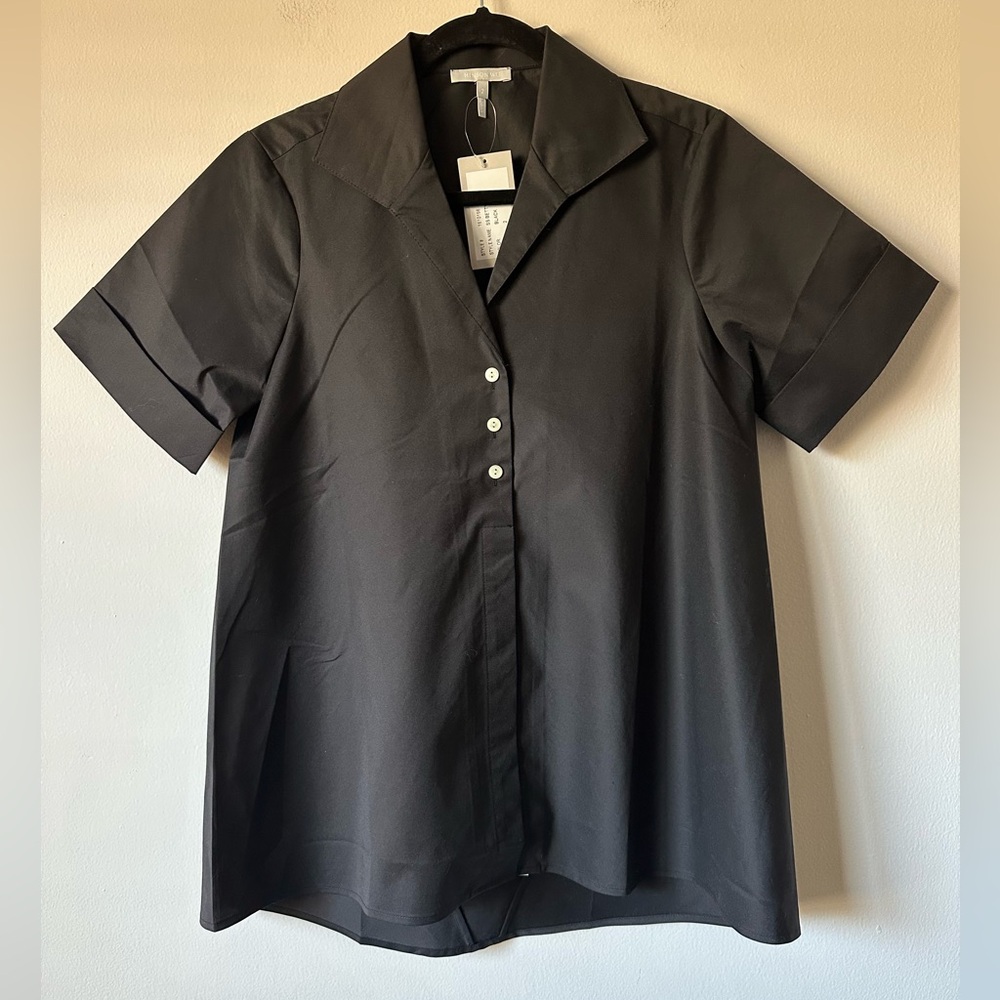 Hinson Wu Betty Short Sleeve Top, Black, Size 2